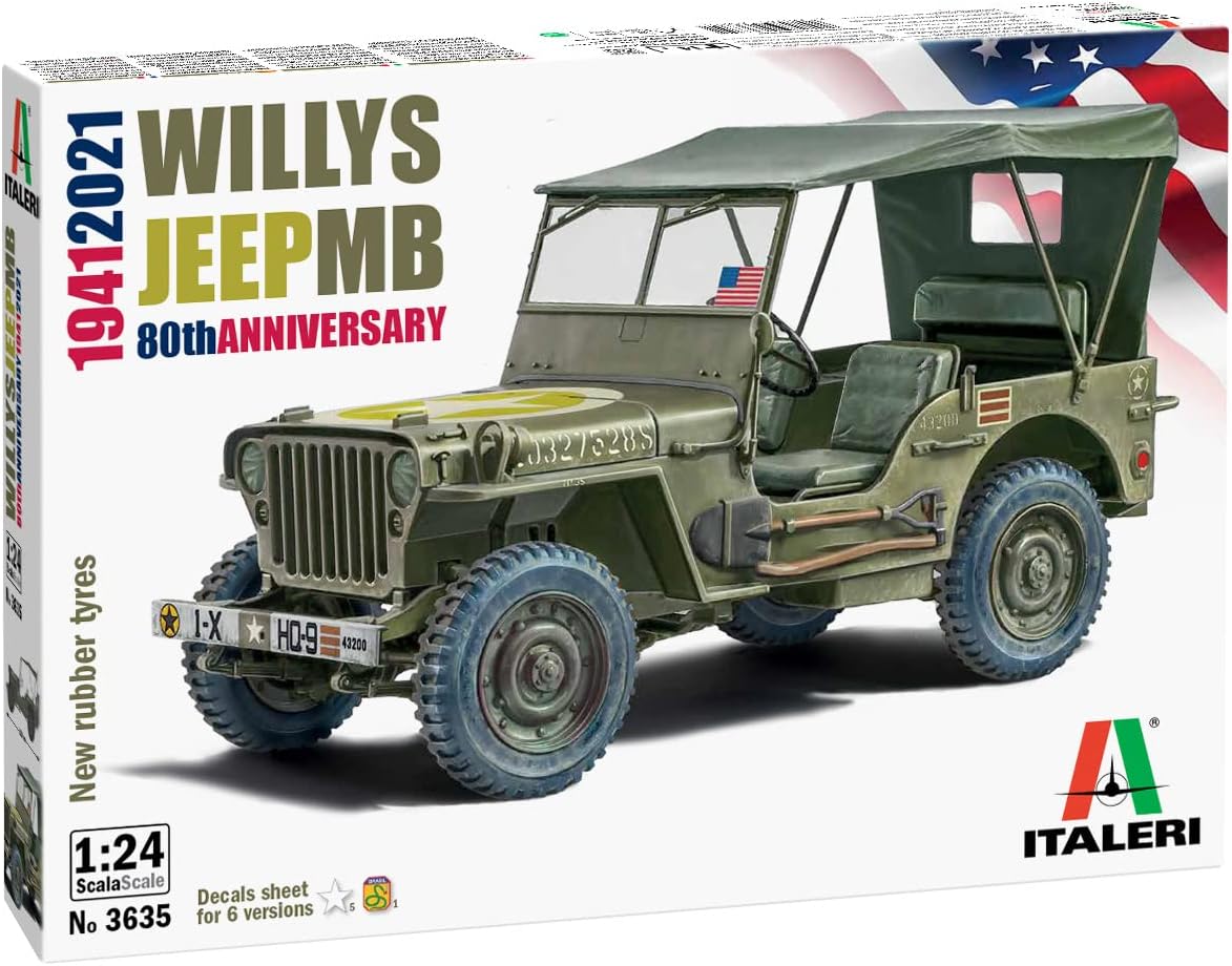Italeri 1:24-1/24 Willys Jeep MB