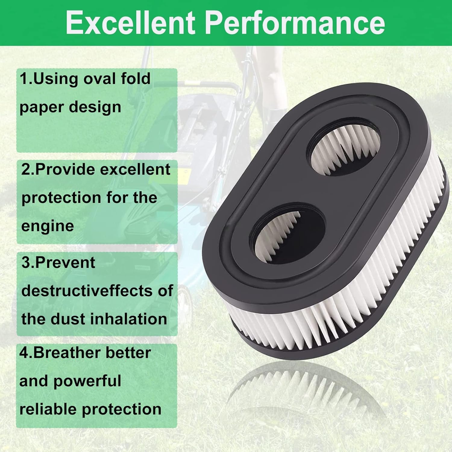 Paquete de 2 filtros de aire 593260 para cortacésped, 798452 334404 filtro de aire de repuesto compatible con Briggs & Stratton, motor de la serie Toro 550E 500EX 550EX 625 575EX 4247 5432