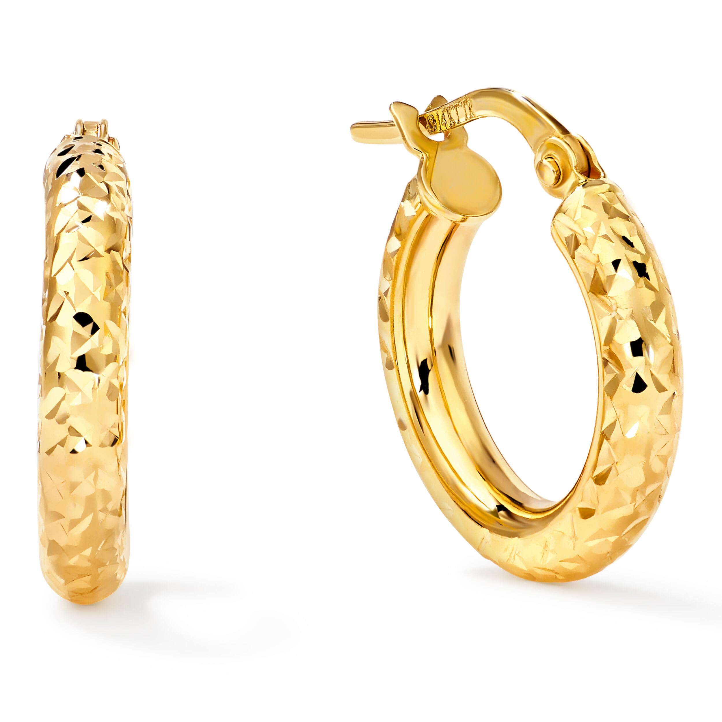 Diamond-Cut Hoop Earrings