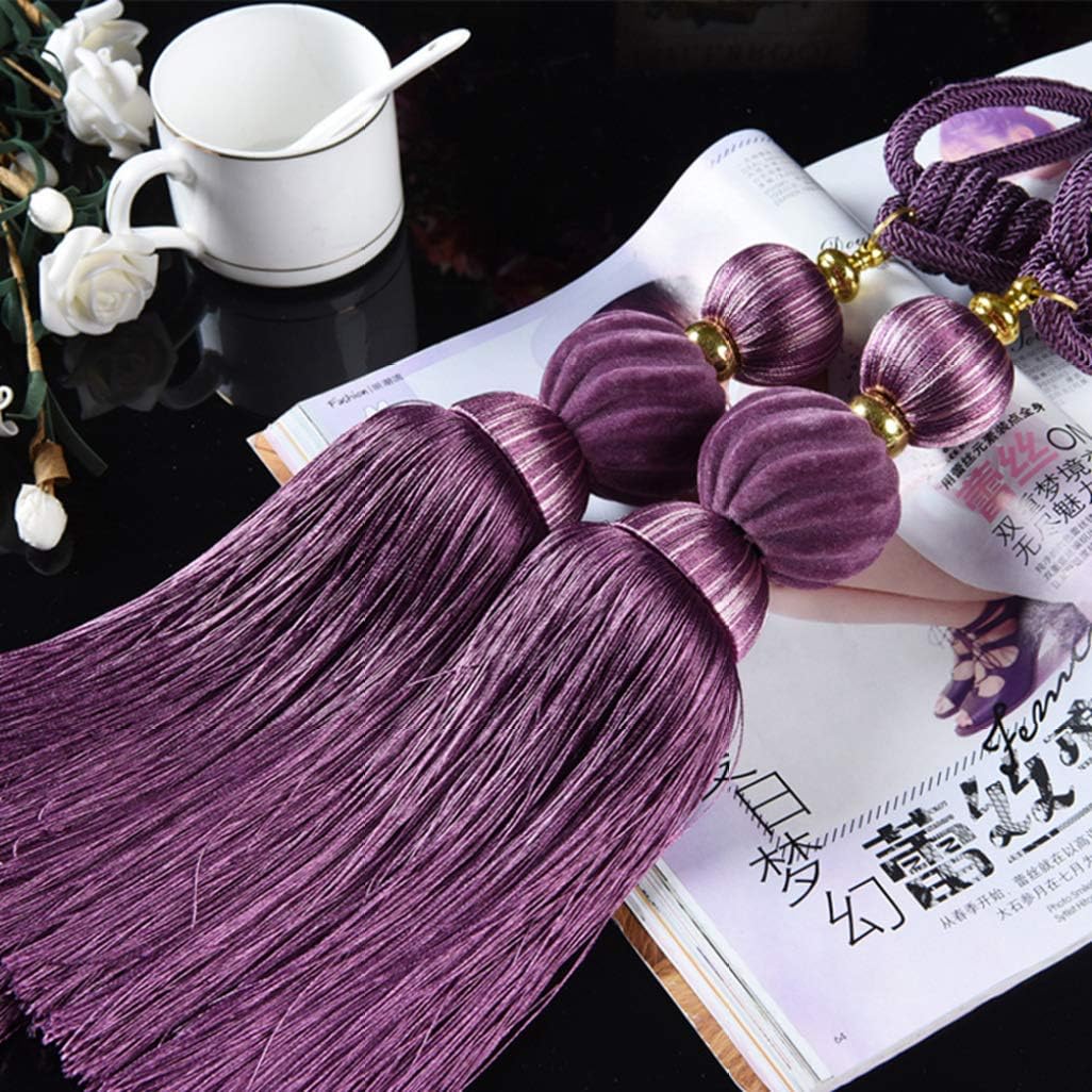Curtain Tassel Tiebacks, 1Pair Curtains Tassels Unique Pumpkin Hanging Balls Tiebacks Bandages Brushes Holdback Window Drapery Accessories(Gold)