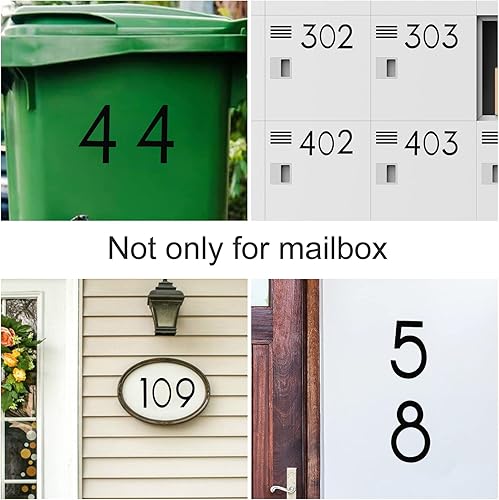Miniatura 5 de Números de buzón para exterior, 3 pulgadas, 3 juegos de calcomanías numéricas, precortadas para una alineación sin esfuerzo, fuerte vinilo