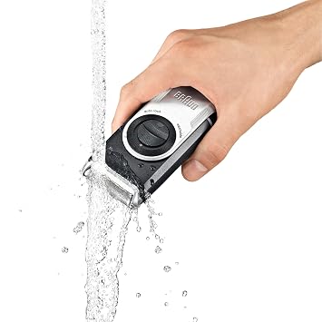 Braun MobileShave M-90 Travel Shaver Silver (Precision Trimmer, Smart Foil, Wide Floating Foil, Washable)