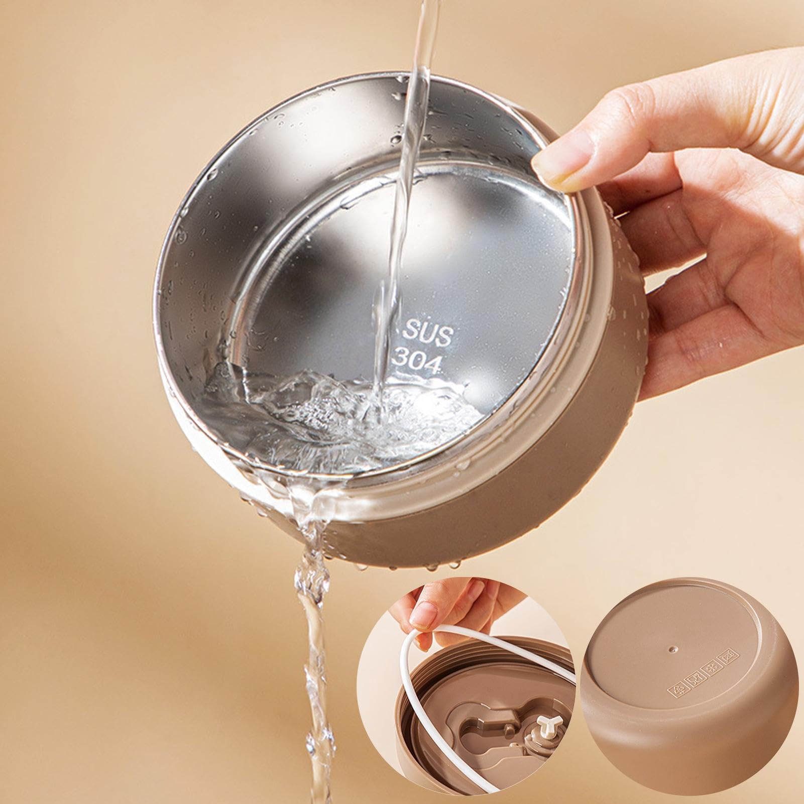 MRKU Portapranzo in Acciaio Inox, Termico, contenitori isolati, Preparazione pasti, Portatile, Contenitore per Alimenti, 650 ml, conservazione Alimenti