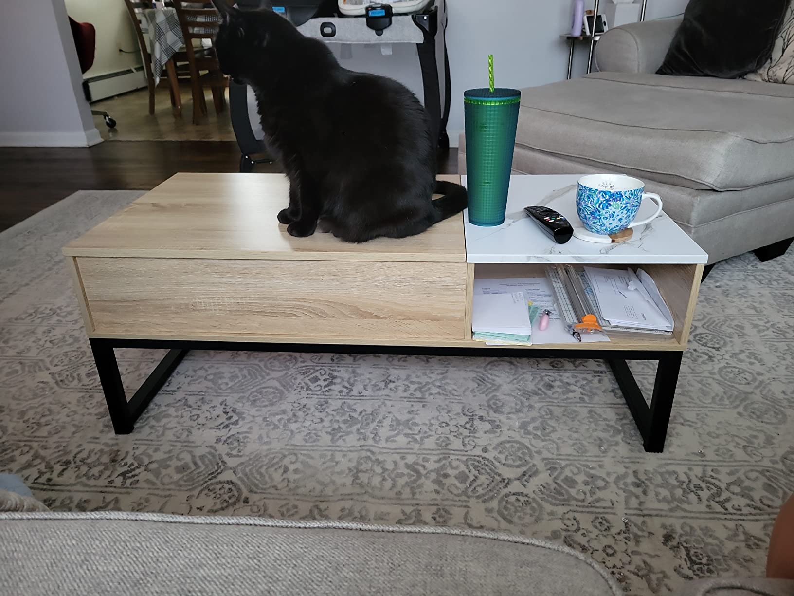 20/mo Finance Tbfit Lift Top Coffee Table with Storage, Retro Lifting Coffee Tables for