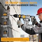 1-1/4 pouce SDS-Plus perceuse rotative à marteau, 12.5Amp électrique de charge lourde à marteau câblé avec 4 Fonctions, Hammer de démolition pour béton avec perceuses et chisels, embrayage de sécurité & Contrôle des vibrations