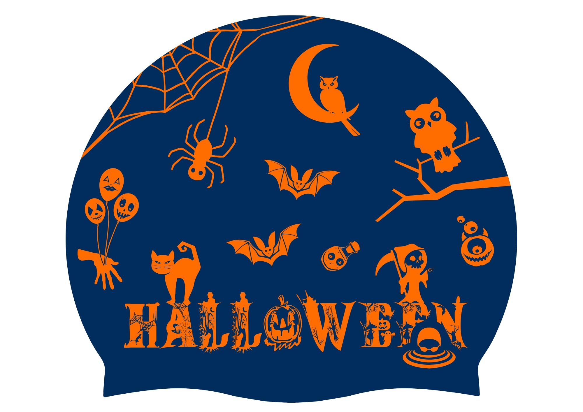 SportySwim Halloween Swim Cap - One Size Non-Slip Silicone Swim Hat