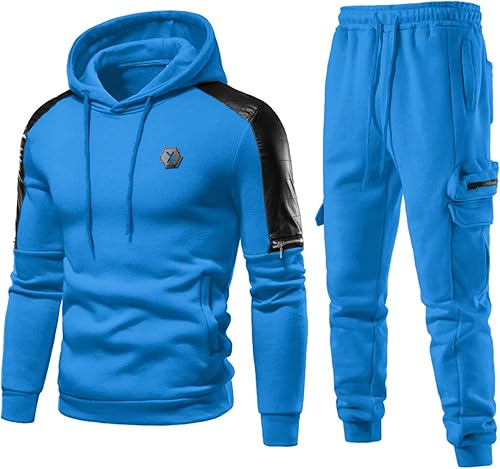 Miniatura 2 de Conjunto Deportivo de 2 Piezas con Capucha para Hombre, Sudaderas Deportivas de Manga Larga para Correr, Conjunto Casual para Deportes, Traje