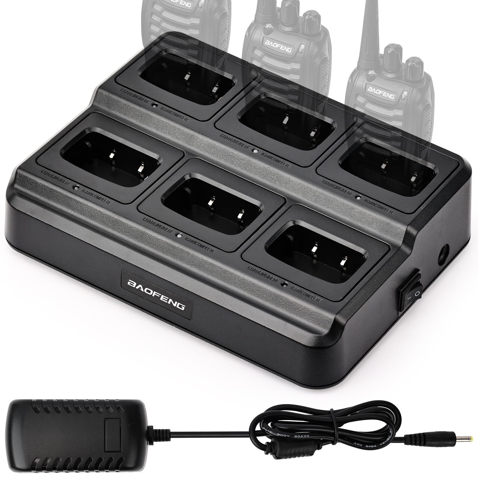 BAOFENG Stazione di ricarica a 6 unità compatibile con radio e batterie serie BF-888S/88E/88ST e H-777