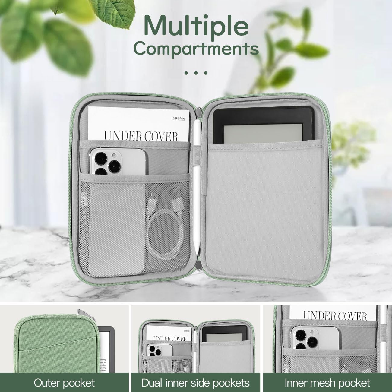 Vinabilia Custodia Protettiva per Kindle 11ª Gen 6", Kindle Paperwhite 12ª Gen 7", Kindle Colorsoft Signature Edition 7", Kobo Clara Colour 6", Kindle Oasis, Verde Matcha