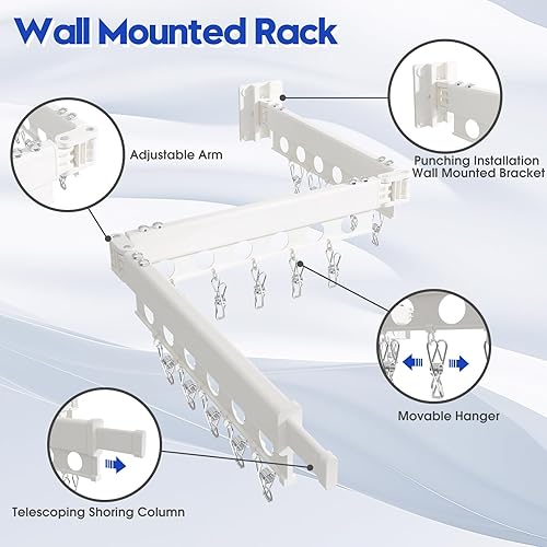 Miniatura 5 de dancrul Tendedero plegable para colgar ropa, para colgar ropa, color blanco