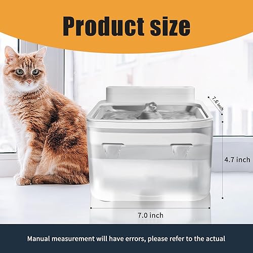Miniatura 8 de Fuente de agua inalámbrica recargable para gatos de acero inoxidable 304, fuente para mascotas de 105 onzas  3 litros más grande, bomba silenciosa,