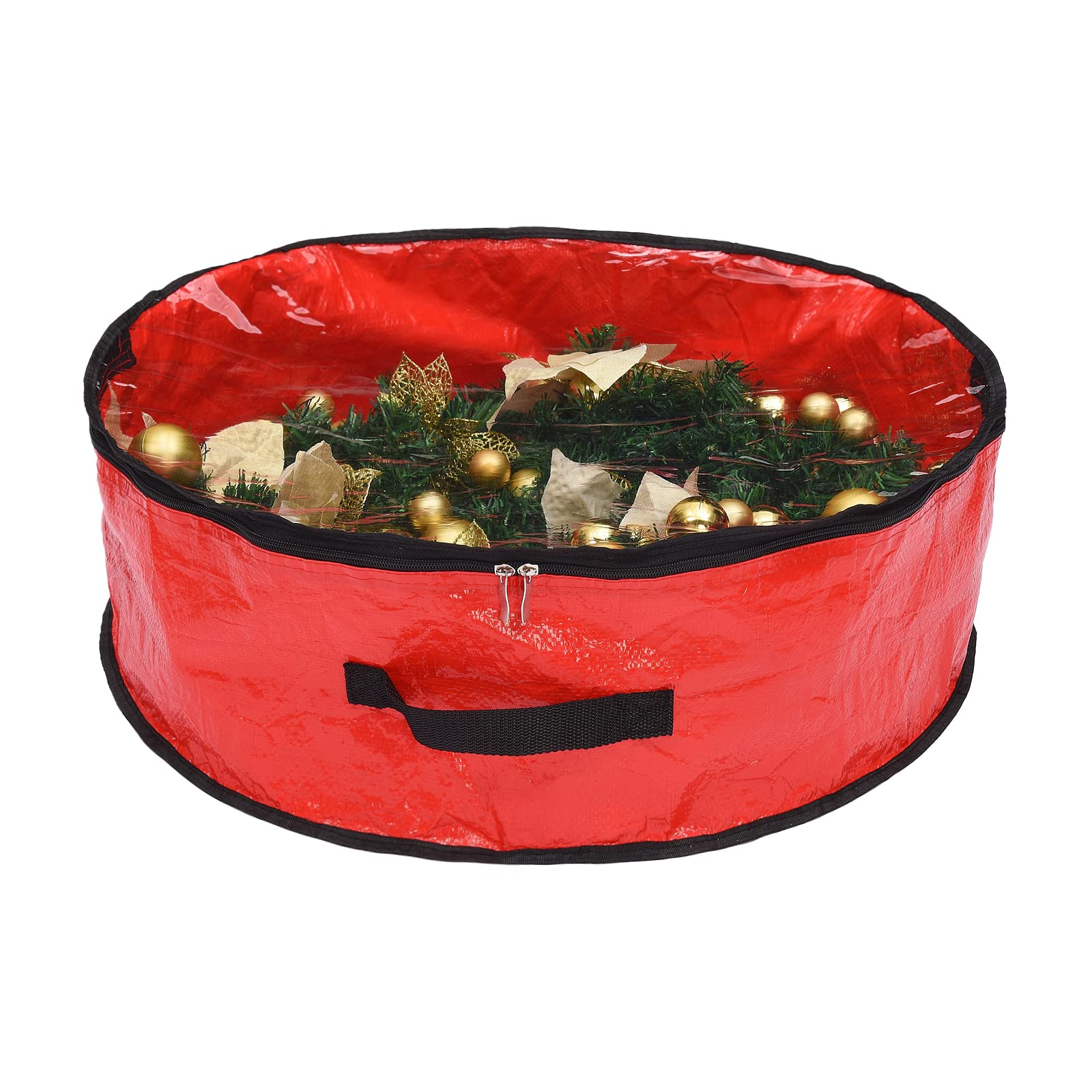 BFYDOAA 2Pcs Christmas Wreath Storage Bag,Wreath Storage Container Sturdy Handles Round Zippered Storage Bags for Wreaths Garland Christmas Tree Holiday Supplies (76x20cm)