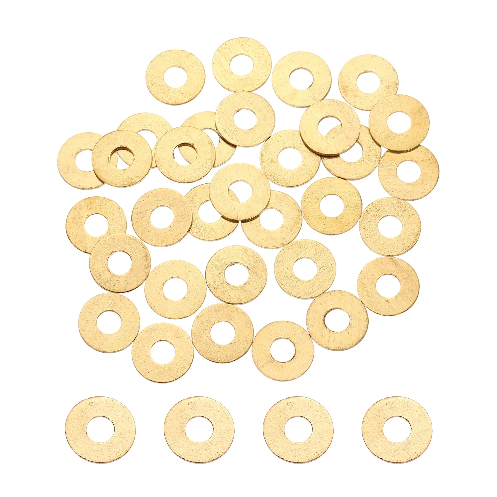 PATIKIL M6 Flat Washers, 36PCS 16mm OD 1mm Thick Brass Ring Thin Flat Spacers Metal Sealing Gasket Ring for Screw Bolt Faucets Hose