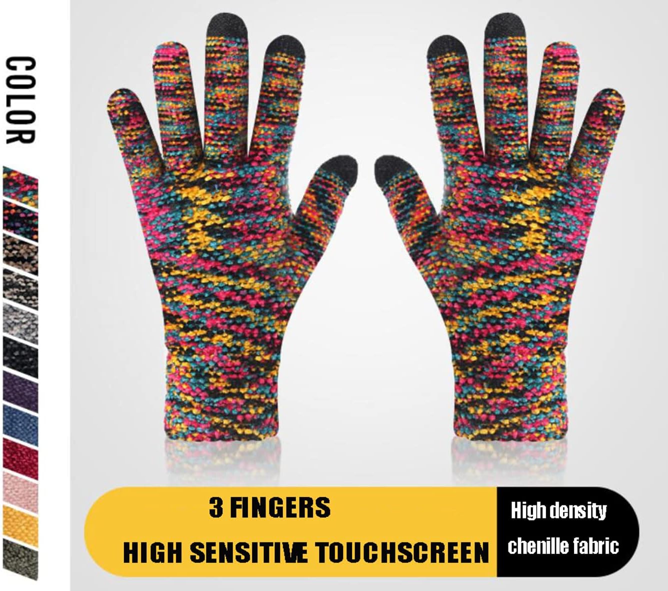 Tomily Unisex Winter Touch Screen Gloves Chenille Knit Texting Thick Gloves for Mens Womens