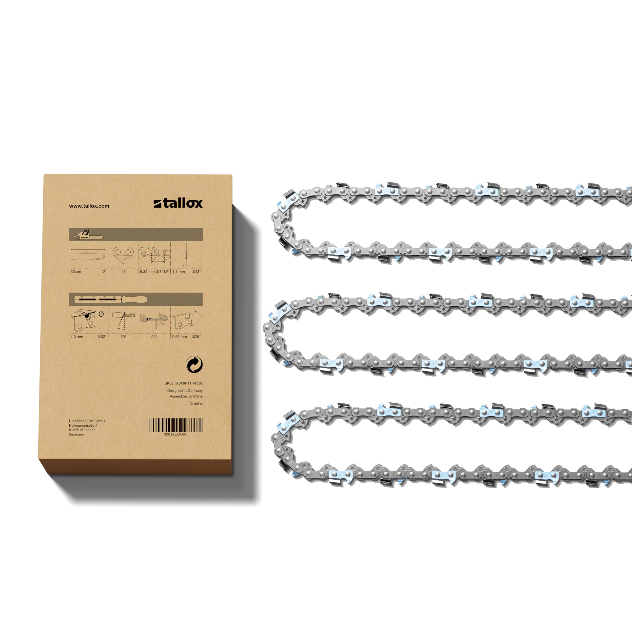 Chaîne de tronçonneuse tallox 45 maillons pour une coupe nette et stable
