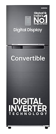 Samsung 256 L, 3 Star, Convertible, Digital Inverter with Display Frost Free Double Door Refrigerator (RT30C3733BX/HL, Luxe Black)