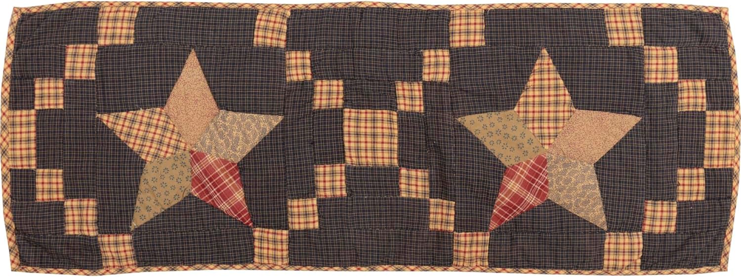 Navy Blue Classic Country Tabletop Kitchen Maryland Patchwork Star Cotton Hand Quilted Patchwork Star Rectangle 13x48 Runner