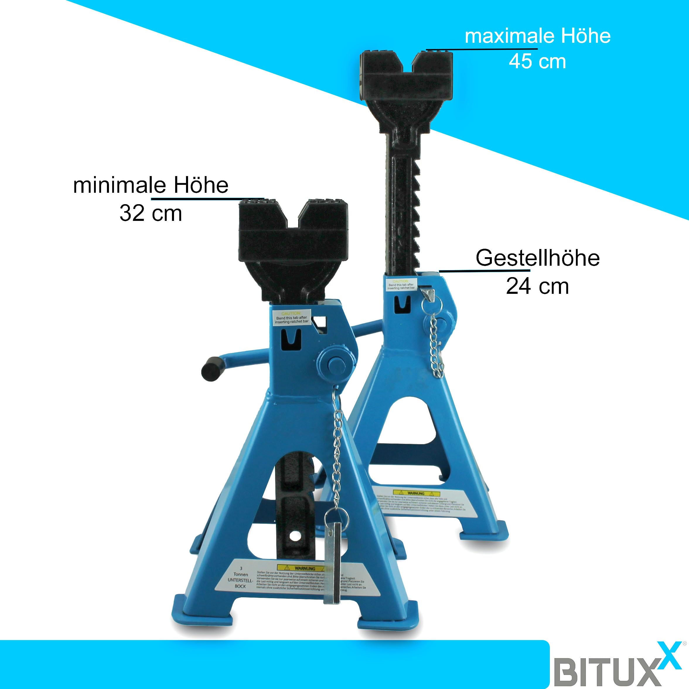 BITUXX® 4 x Unterstellböcke Auto PKW Abstellbock Stützbock Unterstellbock Wagenheber Stützen 3000 kg 3t 6000 Kg 6t