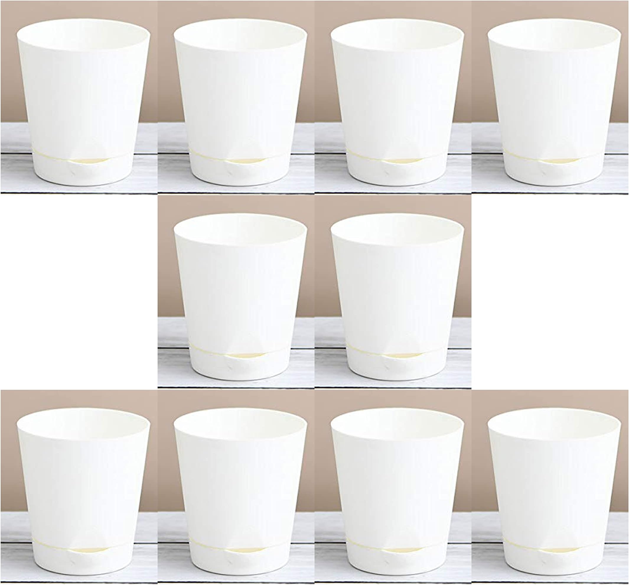 MyOwnGarden 6 Inch White Indoor Pots for Plants Pack of 5 Plastic Pots