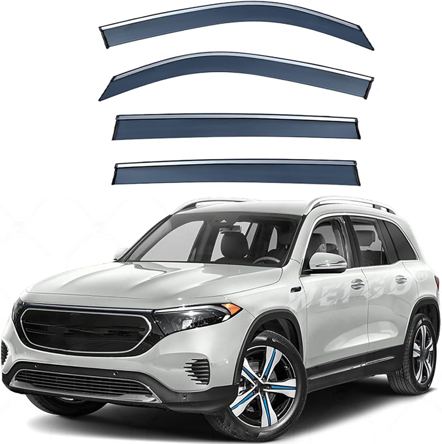 FengXH Window Deflectors for Mercedes Benz EQB MK1-X243 2022+ - 4pc Smoke Tint, Waterproof, Noise Reducing.