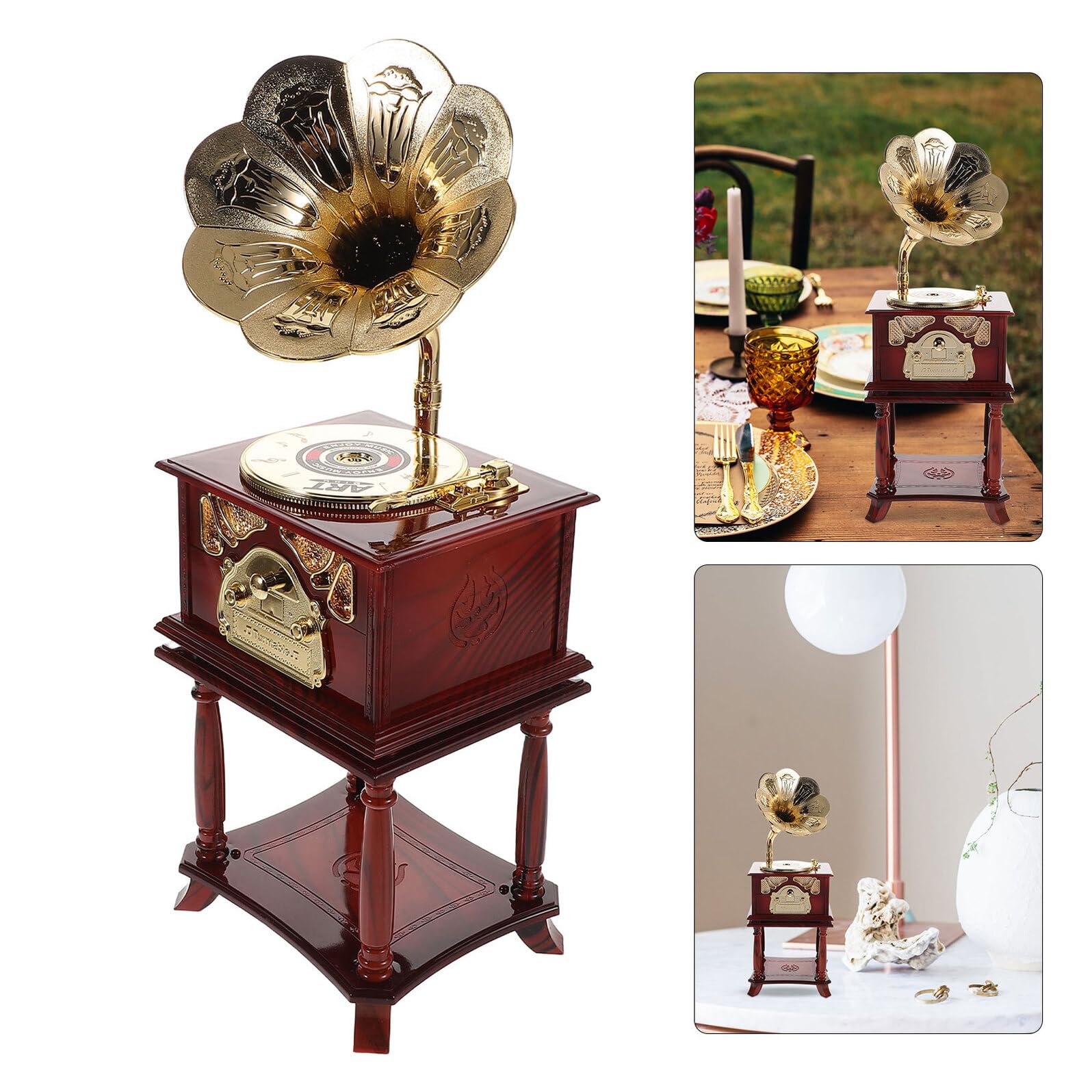 Alipis Retro Phonograph Spieluhr Kleiner aus Kunststoff und Metall