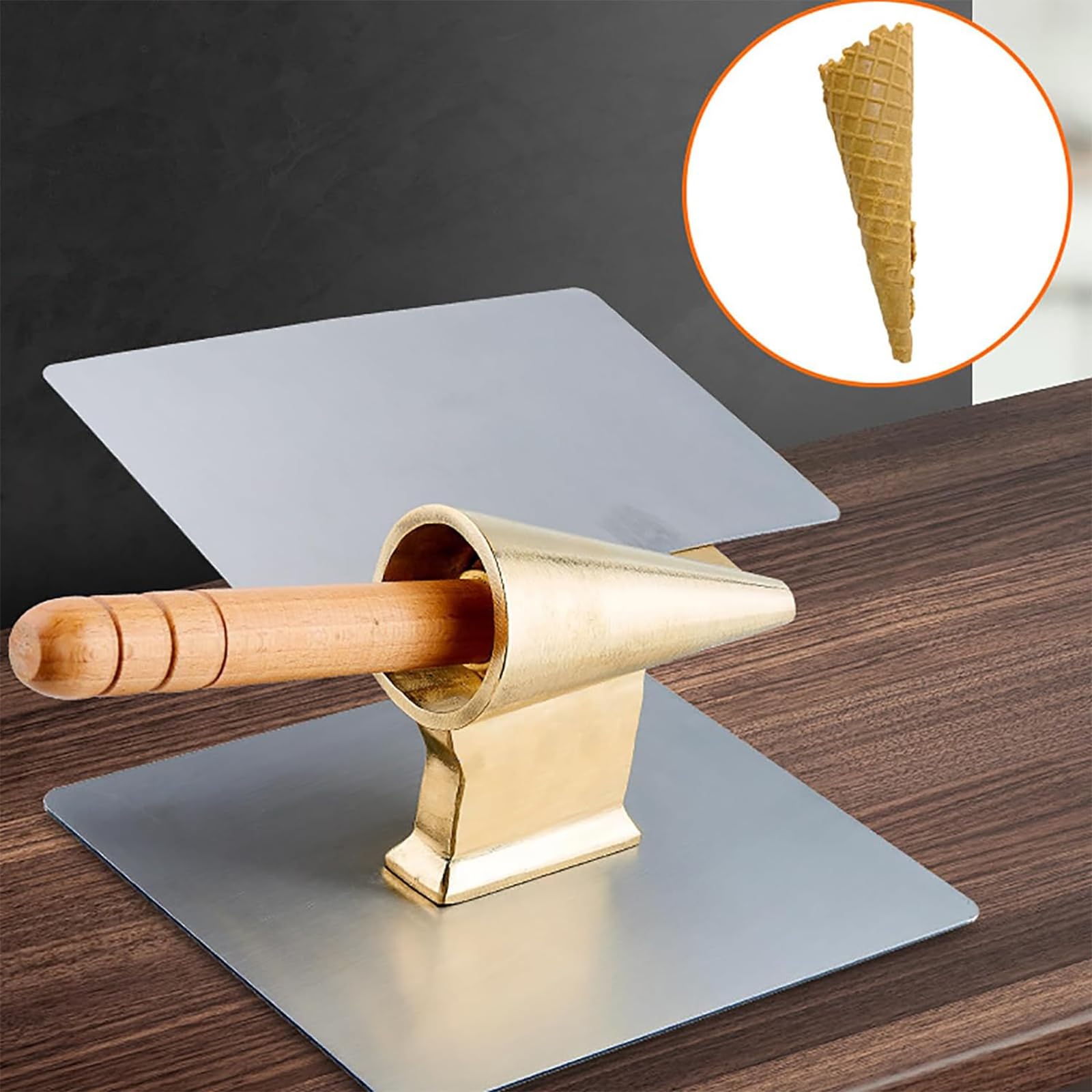 Molde de cono de helado, cilindro de cobre puro de 41 mm con mango cómodo, ideal para hacer helados y hacer prototipos rápidos, duradero y fácil de usar