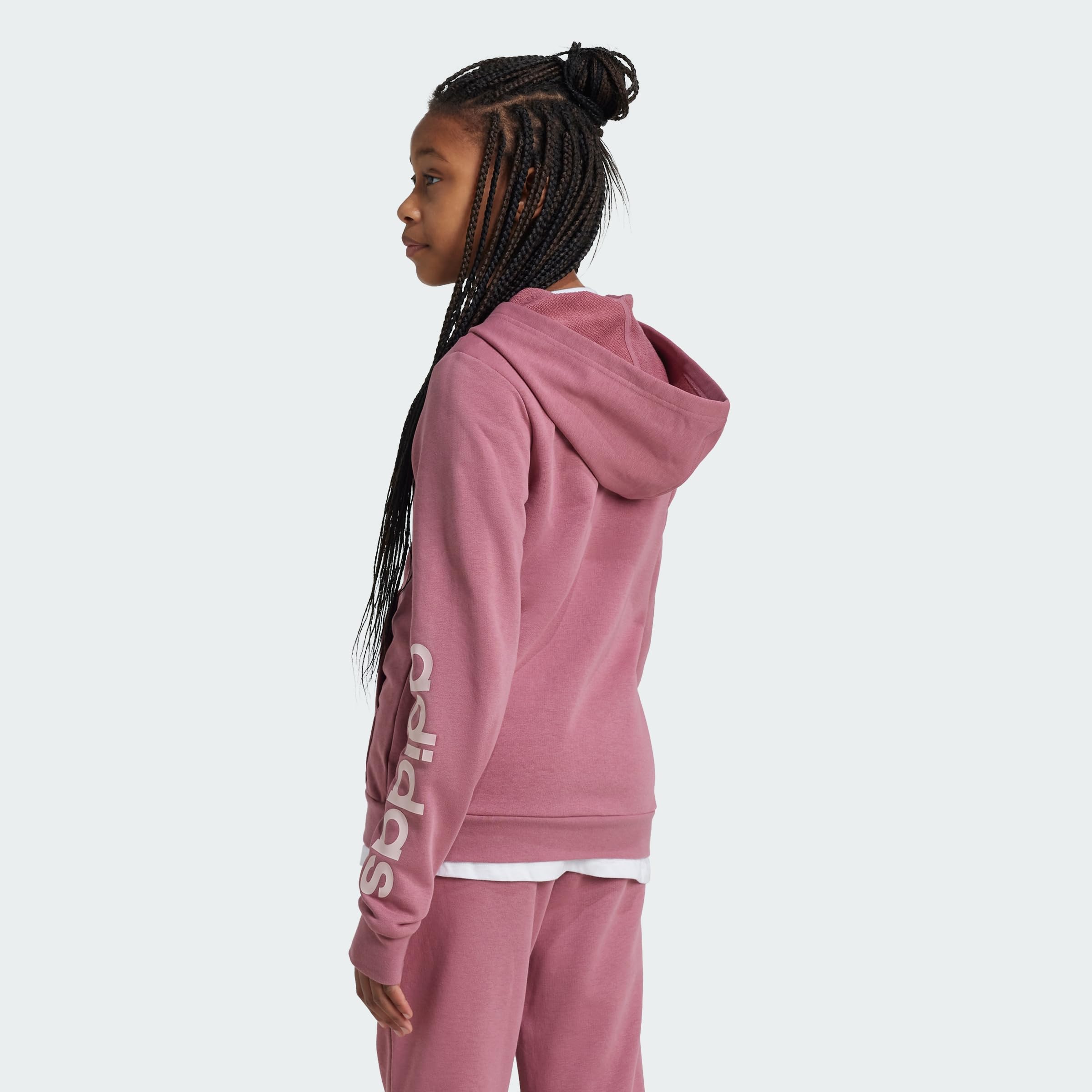 adidas Girl'S Chaqueta con Capucha Essentials Linear Logo