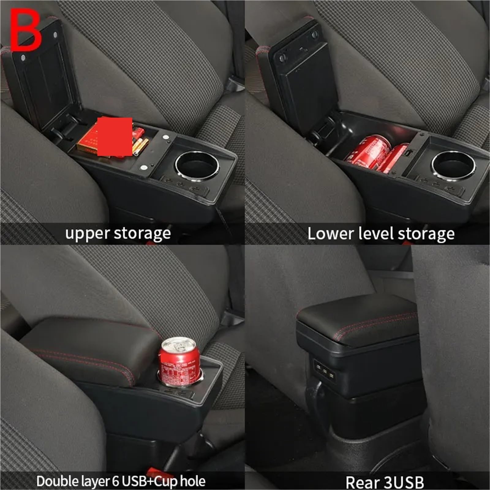 Mittelkonsole Auto Für MINI Für Cooper Für Countryman R50 R52 R53 R56 R57 R58 R60 F55 F56 F57 F60 Autoarmlehnenbox Nachrüst-Autozubehör Armlehnenbox Armlehnen Mittelkonsole(A2 Black line NO USB)