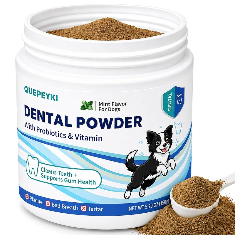 Pó Dental para Cães QUEPEYKI com Alga Kelp, Probióticos e Refrescante de Hálito, 150 g