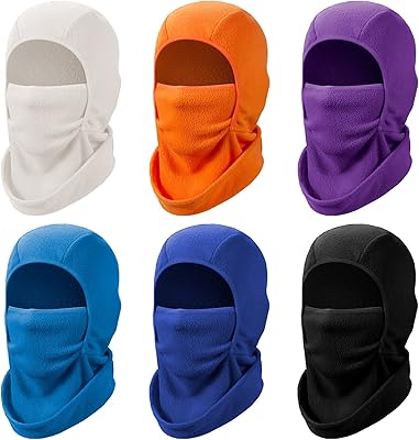6 Pcs Kids Balaclava Windproof Ski Mask Winter Hats for Kids Thermal Nylon Face Warmer for Cold Weather Boys and Girls (Bright Colors)