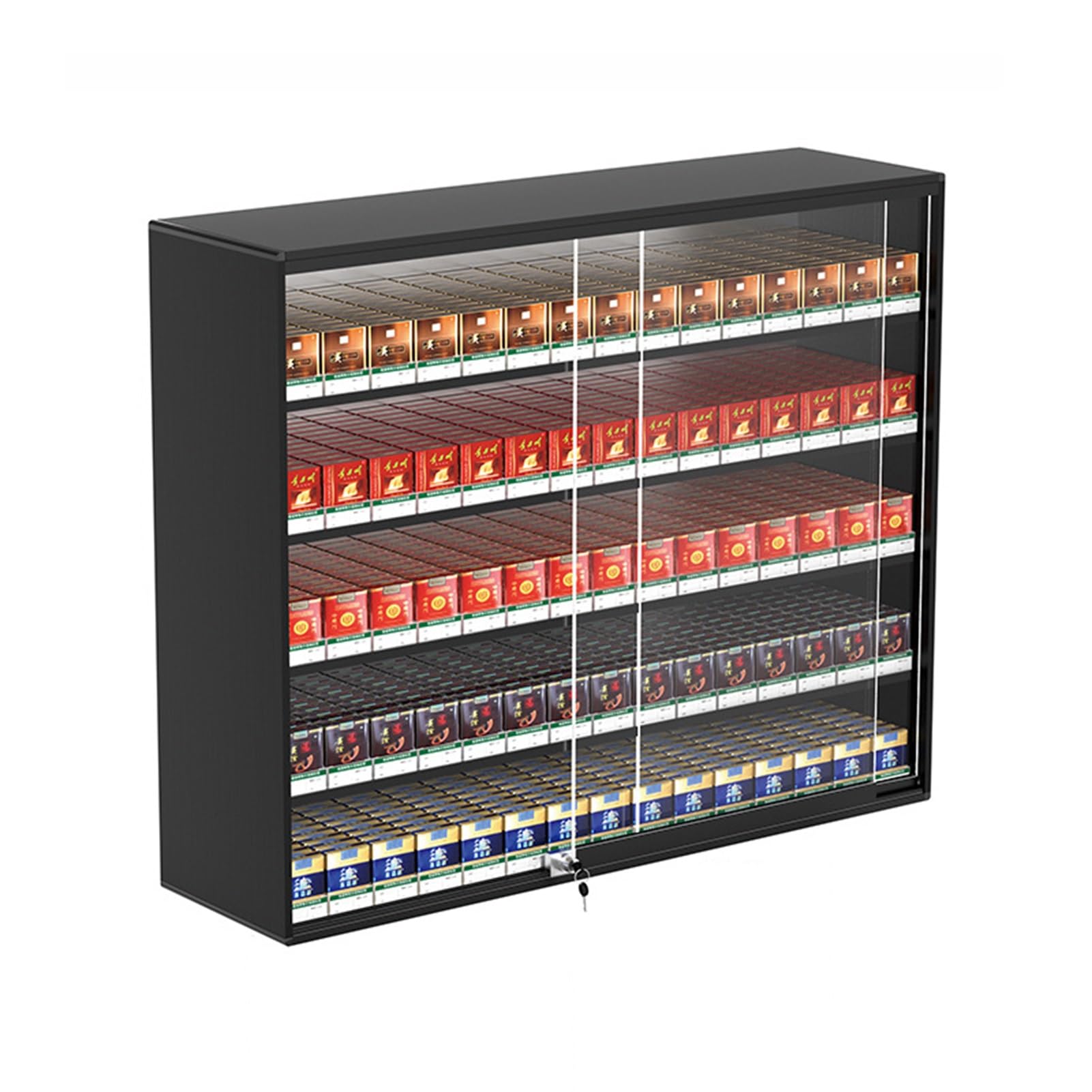 Expositor de pared para cigarrillos de aluminio negro 56,5x17,3 cm