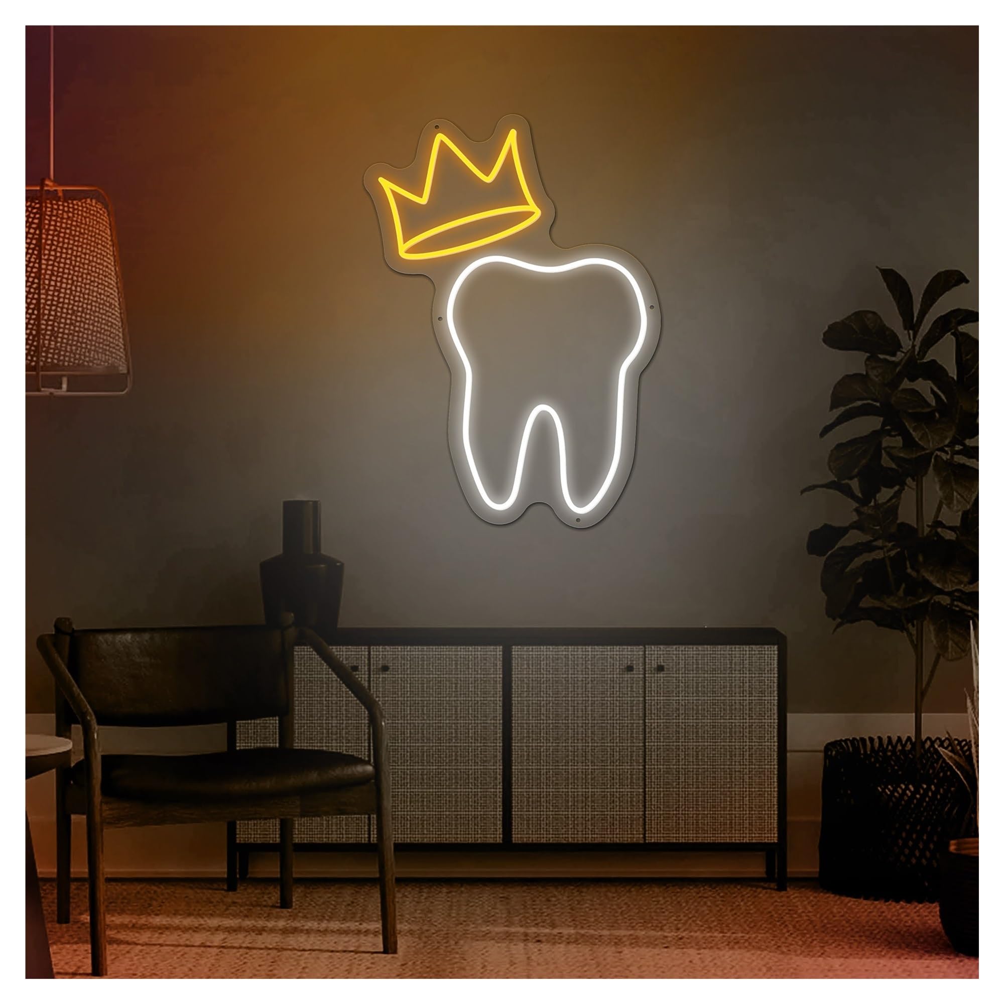 RONGCH Hanging Art Neon Signs Tooth Neon Sign, Suitable for Dental Office Decor with Brightness Adjustable 28cmx38cm