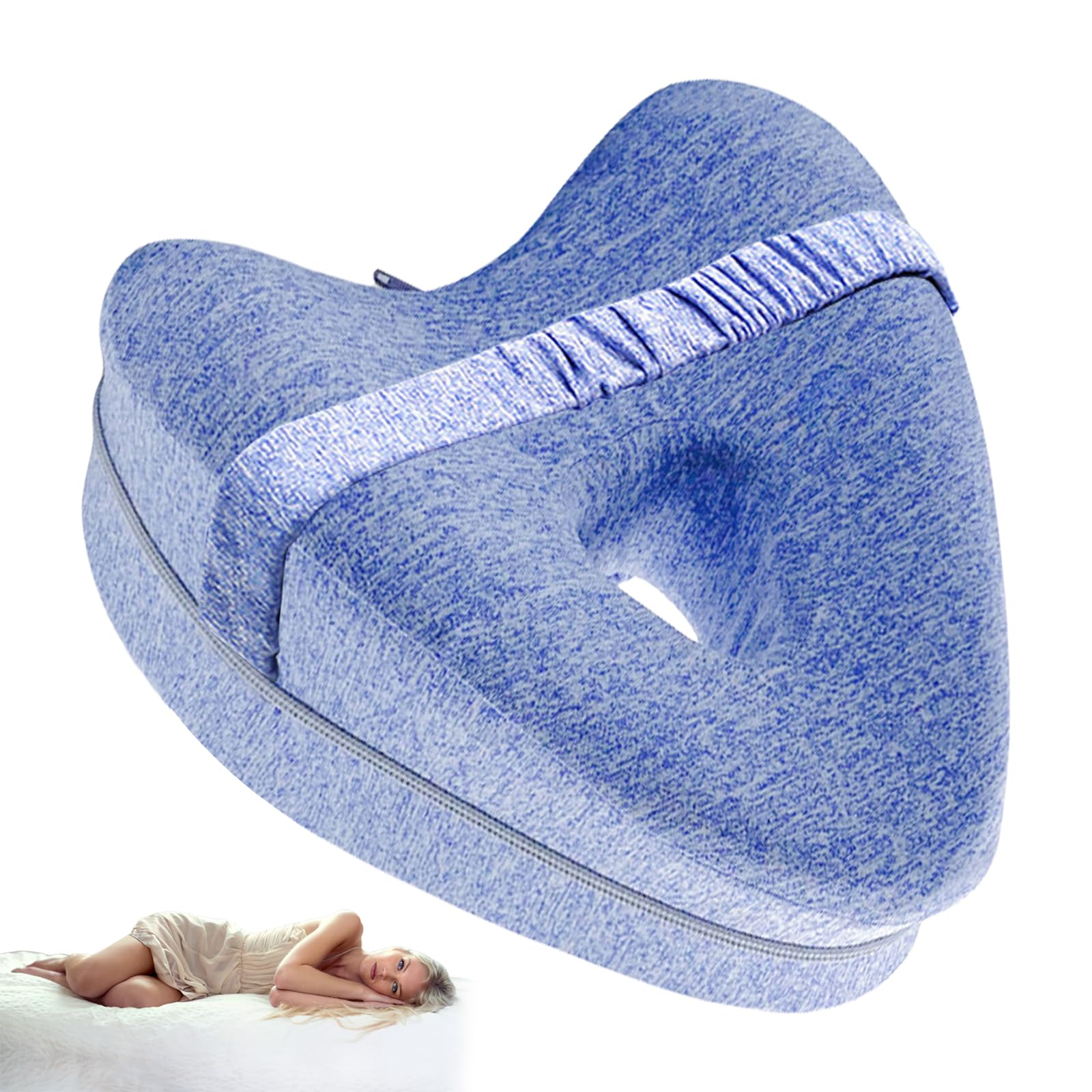 Sporgo Almohada ortopédica para piernas: almohada de rodilla para dormir de lado, fundas extraíbles, almohada de espuma viscoelástica para las piernas, almohada ergonómica para dormir de lado, alivio