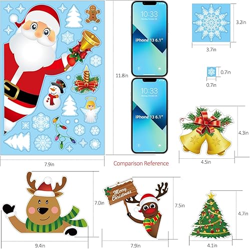 Miniatura 4 de INNENS - 121 adhesivos para ventana de Navidad, calcomanías de ventana de copo de nieve de Navidad para ventanas de cristal, Navidad, vacaciones,