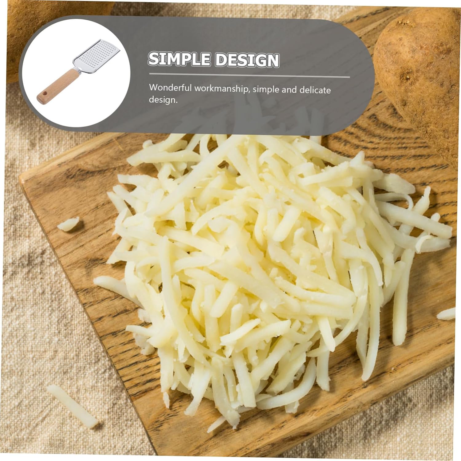 Stainless Steel Plane Grater Zester Wood Handle for Fruit and Vegetable Easy to Use Kitchen Gadget for Potatoes Carrots
