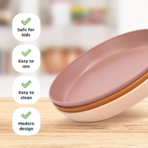 Miniatura 7 de Tiny Twinkle Vajilla - Juego de 3 platos, juego de tazas, platos y cuencos sin BPA para niños y niños pequeños, juego de vajilla de plástico de