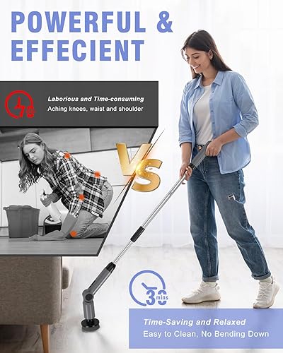 Miniatura 4 de Limpiador eléctrico giratorio, IPX7 resistente al agua 110.2 lbs de torsión con 9 cabezales de cepillo, 2 modos de velocidad, 4 ángulos ajustables,