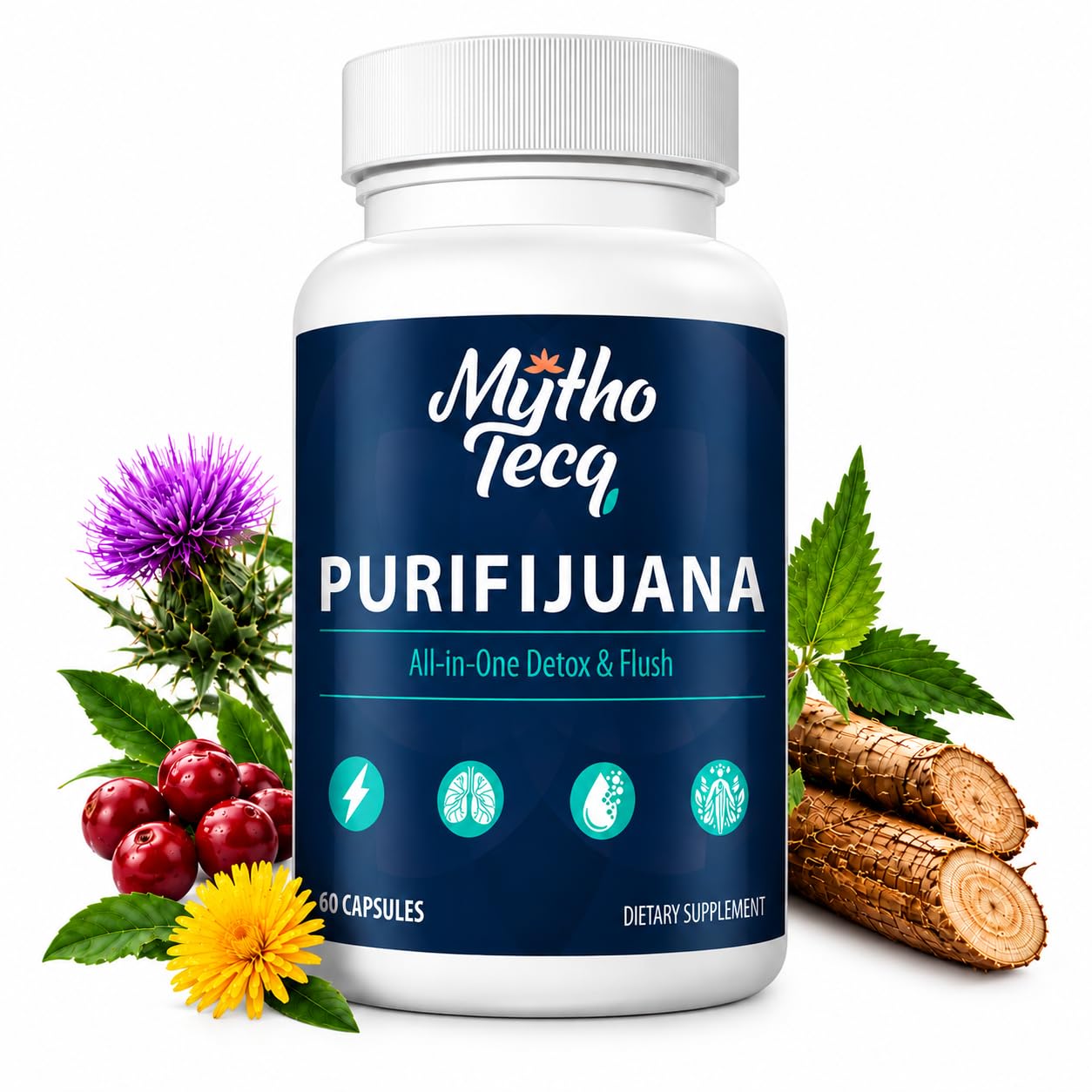 MythoTecq Suplemento em cápsulas com vitaminas, minerais e ervas 1500 mg 60 cápsulas