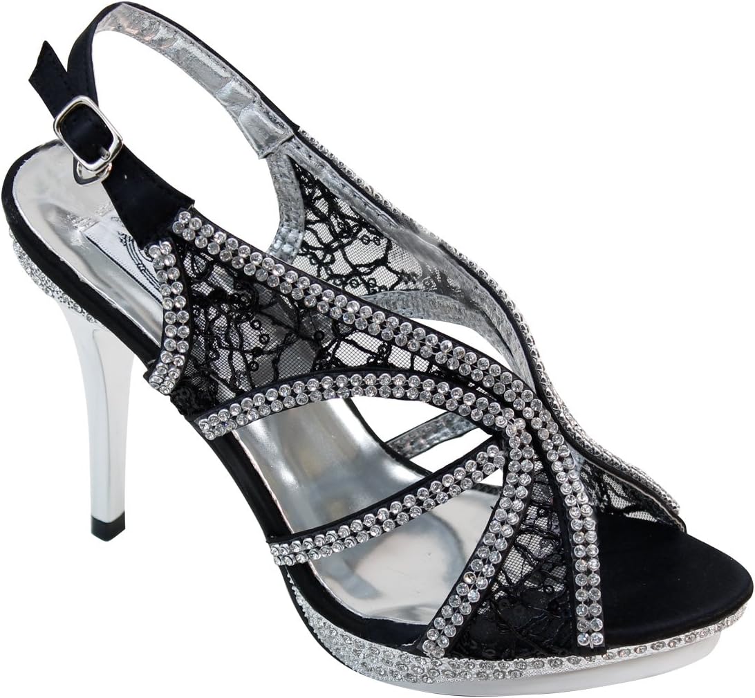 Master New Women's Rhinestone Studded Strappy Mesh High