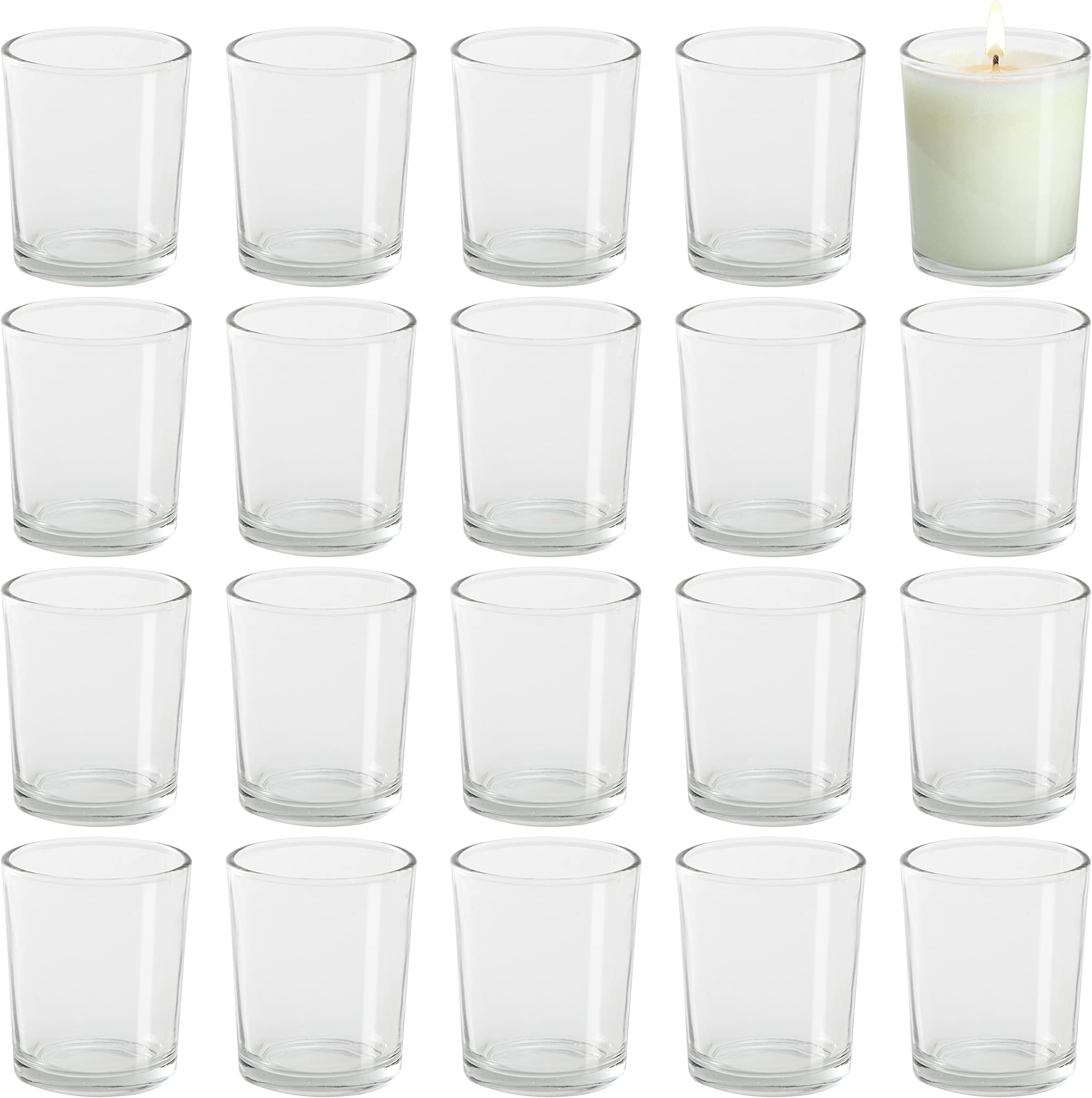 BELLE VOUS 72 Pack Clear Glass Votive Tealight & Candle Holder Set - W5 x H6.5cm/1.97 x 2.56 Inches - Crystal Cylinder Centrepiece - Home Ornament, Wedding Table Decoration & Aromatherapy Gift