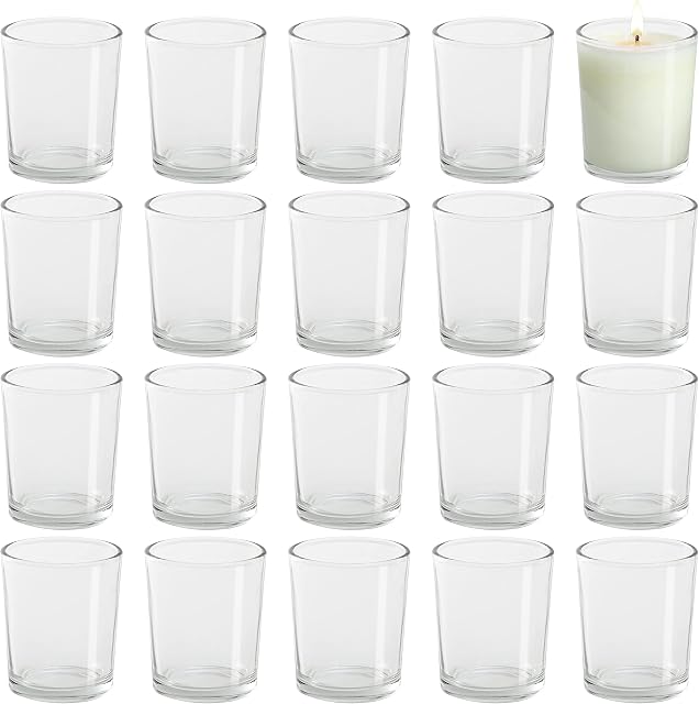 BELLE VOUS 72 Pack Clear Glass Votive Tealight & Candle Holder Set - W5 x H6.5cm/1.97 x 2.56 Inches - Crystal Cylinder Centrepiece - Home Ornament, Wedding Table Decoration & Aromatherapy Gift