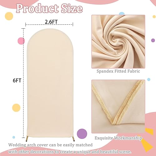 Miniatura 2 de Cubierta para arco de boda, cubierta de arco de globo beige de 2.6 x 6 pies, cubierta de arco de elastano para arco de Chiara Boho para actividades