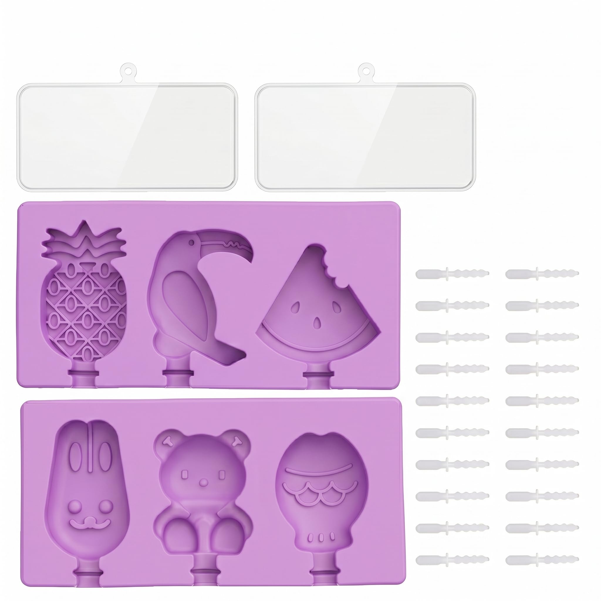 Silicone Popsicle Mould 2 Pack Ice Lolly Tray 8 Cavity Reusable Sticks Set