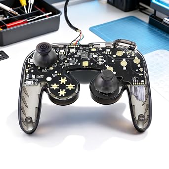 ELECROW PhobGCC v2.0.5 Gamecube Controller Motherboard with Hall Effect Joystick, Built-In NTSC Output, 7 Trigger Modes, Customizable Controls & Rumble for Modders and Pro Players (Black)