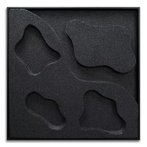 Slyart Black Textured Wall Art, Handmade Abstract 3D Minimalist Plaster