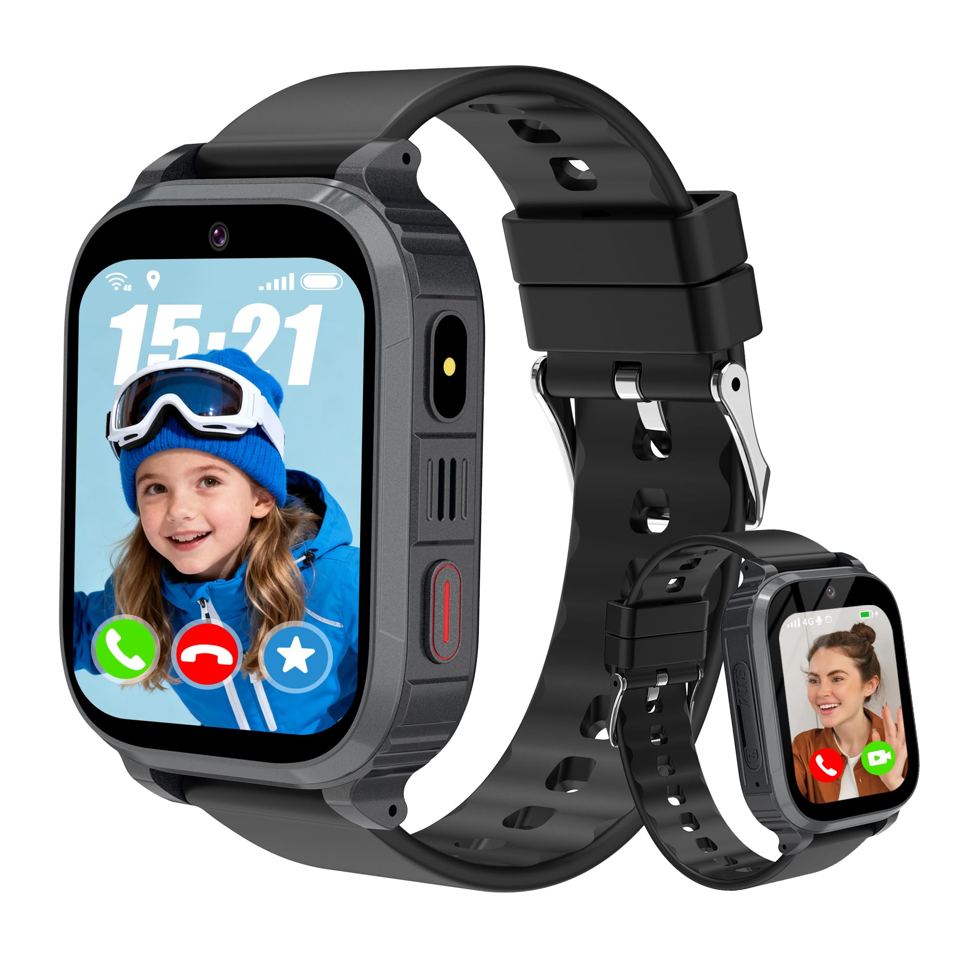 GPS Reloj Inteligente NiƱo 4G, Smartwatch NiƱos GPS y Llamadas, VĆdeo/Voz Chat, Modo Clase, SOS, Calendario, Despertador, 7Juegos, Linterna, IP68 Reloj Inteligente NiƱos Navidad Regalo para 4-15 AƱos