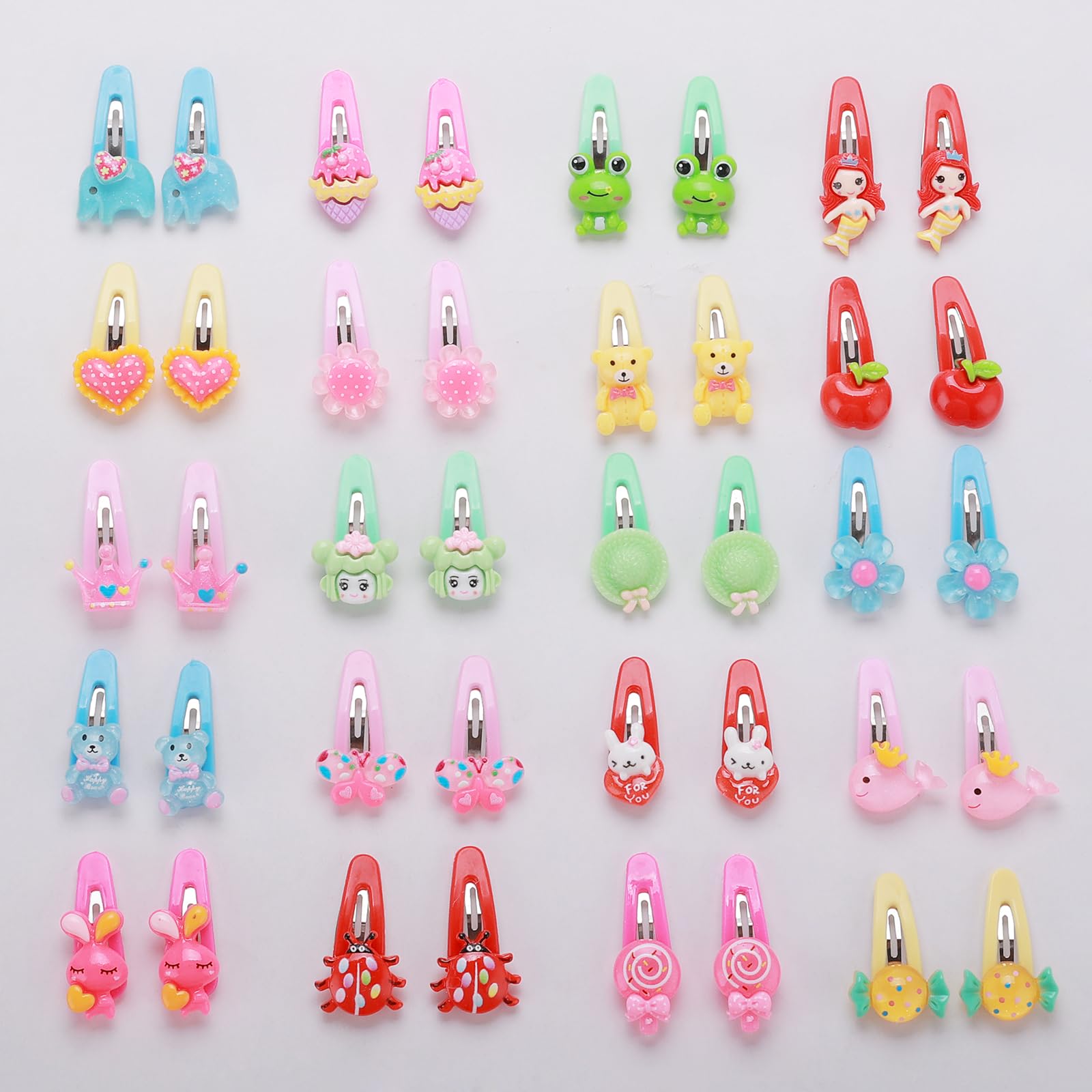 Seatecks 40Piezas Niñas Pinza de Pelo Clips Pinza Pelo Dibujos Animados Animales Set de Pinzas Para el Cabello Elástico del Pelo Lazos de Bebé Niña Linda Horquilla para el Regalo …