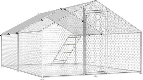 Miniatura 9 de Jaula grande de metal para gallinero de corral, corral para perros con cubierta impermeable y anti-ultravioleta para uso en granja al aire libre