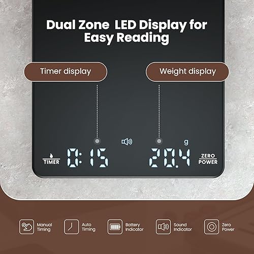 Miniatura 7 de Maestri House - Báscula de café con temporizador, báscula recargable precisa de 4.4 lbs0.00 oz para café expreso y café, báscula digital portátil de