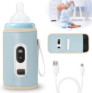 Herbst Calentador de biberones para bebé, portátil, con 5 temperaturas ajustables, pantalla LCD, soporte para calentar biberones, para todas las botellas